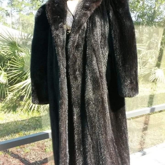 ELEGANT BLACK GENUINE MINK FUR FULL LENGTH COAT SIZE XLARGE - Picture 4 of 4